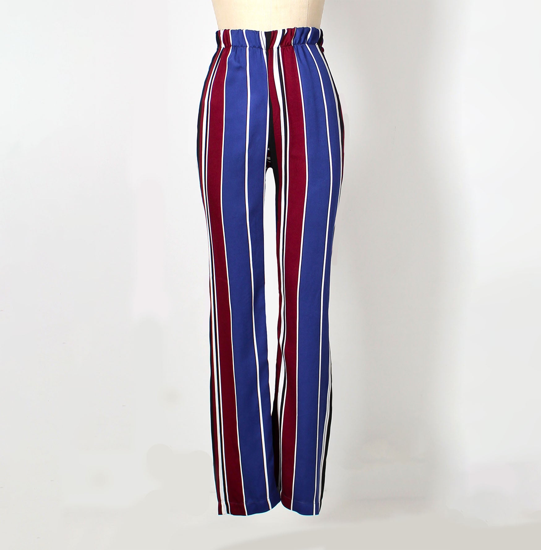 Striped Seamless Back Elastic Waist Flowy Pant